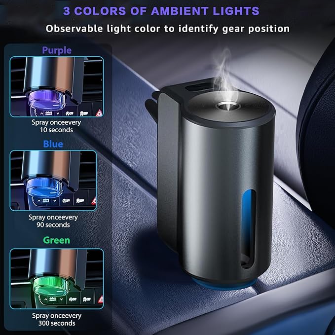 Smart Car Air Freshener, 3 Levels of Adjustable Intensity, Aroma Rechargeable Aroma Diffuser, Adjustable Aroma Diffuser, 220mAh Built-in， Fresh+Intense+Ocean Perfume - Bloomnest