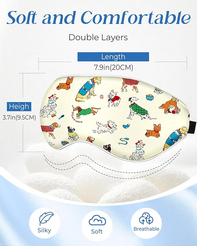 Sleep Mask for Kids - Silk Eye Mask for Sleeping Cute Cartoon Kids Sleep Mask for Boys Girls Teens Soft Smooth Adjustable Straps Silk Kids Eye Cover, Cartoon Puppy - Bloomnest