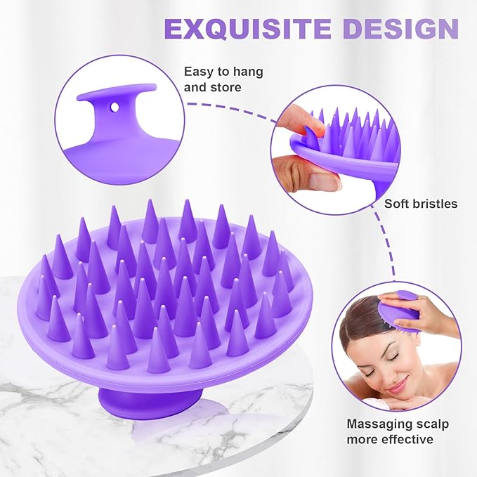 Meartchy Silicone Scalp Massager Shampoo Brush, Scalp Scrubber for Hair Growth (Purple) Meartchy