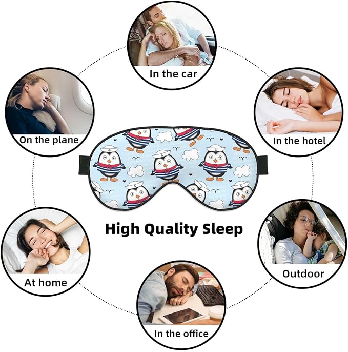 Sleep Eye Mask Little Sailor Penguin Sleep Mask for Women Men Comfortable Eye Mask with Adjustable Strap Soft Eye Cover Blindfold for Travel Yoga Nap Shift Work - Bloomnest