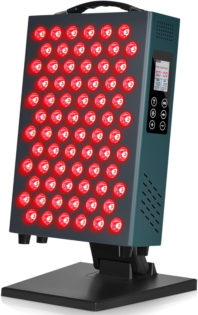 Lawind Red Light Therapy Panel for Face & Body, 660nm Red & 850nm Near Infrared Light Therapy, 72 High Power LEDs, 180mW/cm² High Irradiance LED Red Light Panel with Remote, Timer & Stand