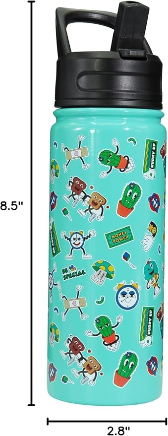 BJPKPK Insulated Water Bottle with Straw Lid, 18 oz Stainless Steel Metal Water Bottles, Reusable Leak Proof BPA Free Water Bottles, Cups, Thermo, Spring Party-Green - Bloomnest
