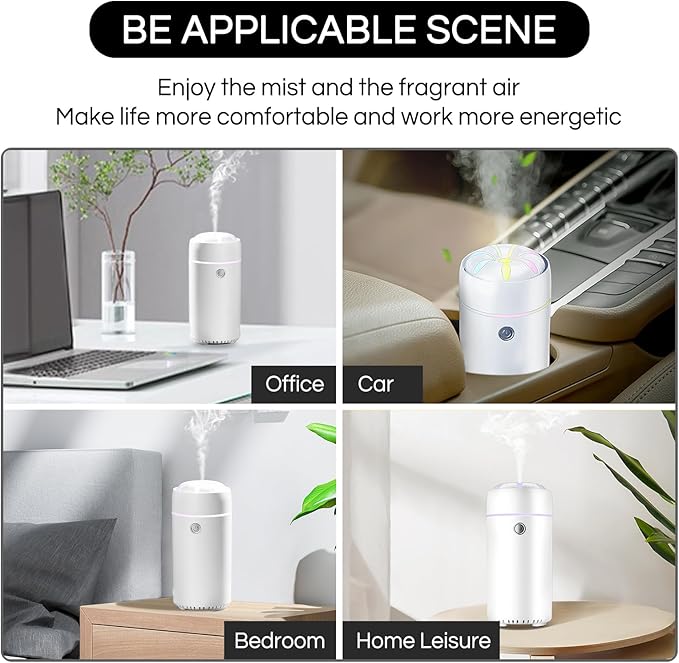 Car Diffuser, Car Humidifier, Car Diffusers for Essential Oils, Smart Car Air Freshener Diffuser, USB Cool Mist Humidifier Diffuser for Car Home Office Bedroom (White) - Bloomnest