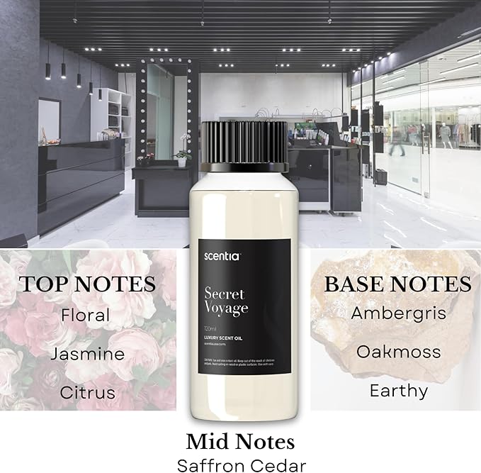 Scentia Hotel Diffuser Oil Inspired by The Baccarat Hotel - 120 mL 4.06 fl oz -HVAC,Cold Air & Ultrasonic Diffuser Oil,Fragrance Oil Blend- Secret Voyage, Mothers Day Gift Scentia