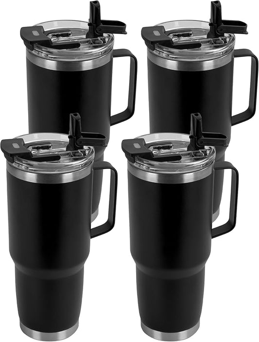 HASLE OUTFITTERS 30oz Tumbler Bulk with Handle, Insulated Travel Coffee Mug Set with Handle Leak-Proof Double Wall Stainless Steel Vacuum Tumblers Pack Metal Cup for Hot and Cold Drink - Bloomnest