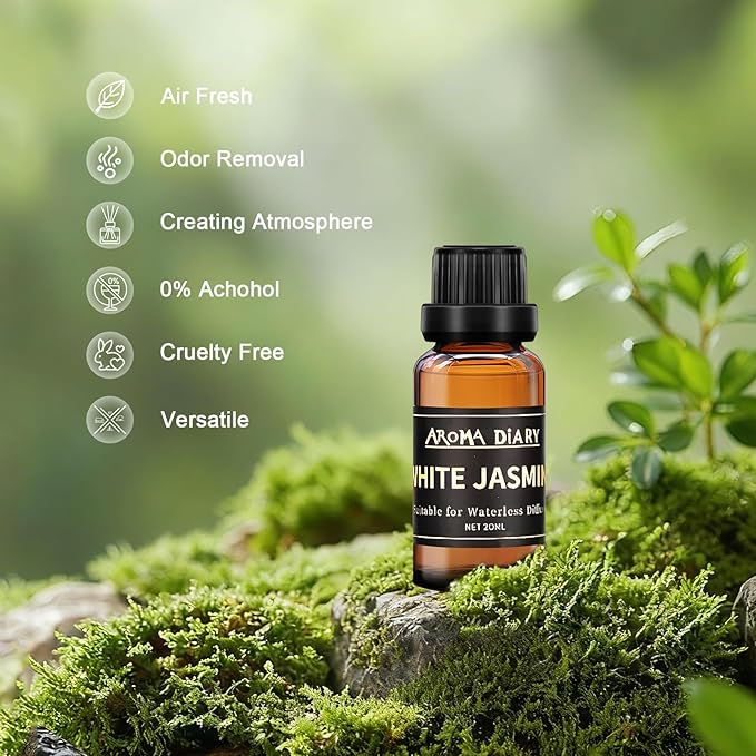 Essential Oil Set for Diffuser, 6x20ml Fragrance Oil Refill for Waterless Diffuser Candle Making for Home Car Office, Hotel Scents, White Tea, White Jasmine, Sea Breeze, Aromatherapy Gift - Bloomnest