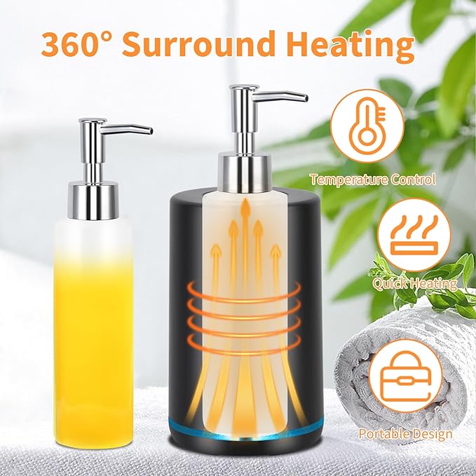 Electric Massage Oil Lotion Warmer with Pump, Electric Digital Heater with 2 Bottles, Smart Touch Dispenser for SPA & Salon, Temperature Adjustable for Home Use - Bloomnest