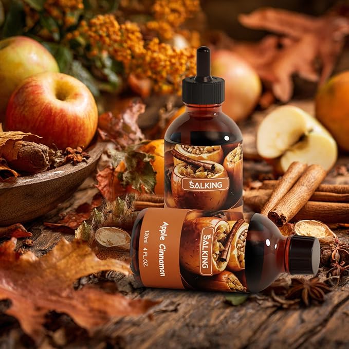 SALKING Apple Cinnamon Fragrance Oil, 120ml (4 Fl Oz) Premium Essential Oils for Diffuser, Candle Scents for Candle Making, Soap Making Supplies, Autumn Diffuser Oil, Halloween Thanksgiving Gift - Bloomnest