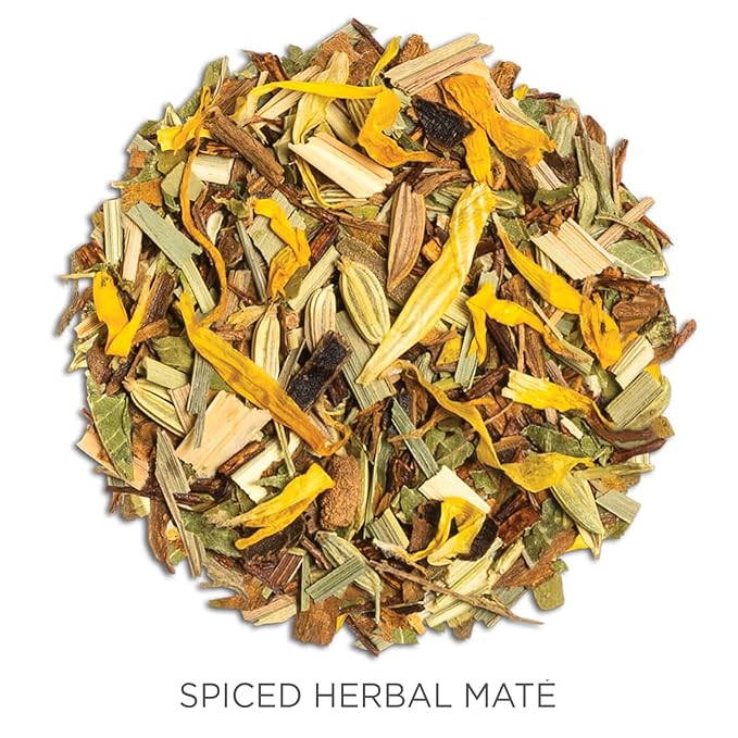 Tea Forte Spiced Herbal Maté Premium Loose Leaf Caffeinated Herbal Tea Blend Canister, Makes 35-50 Cups - Bloomnest