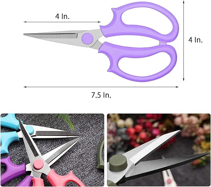 Leize Flower Scissors, Premium Thickened Stainless Steel Floral Shears, Strong Pruner for Flowers, Branches and Leaves (Purple Slender) - Bloomnest