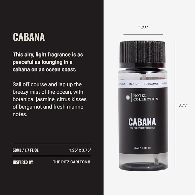 Hotel Collection Diffuser Oil-Cabana Pro-Pod-Aromatherapy Essential Fragrance-Botanical Jasmine, Bergamot & Fresh Marine Notes-50ML 1.7 Fl oz - Bloomnest