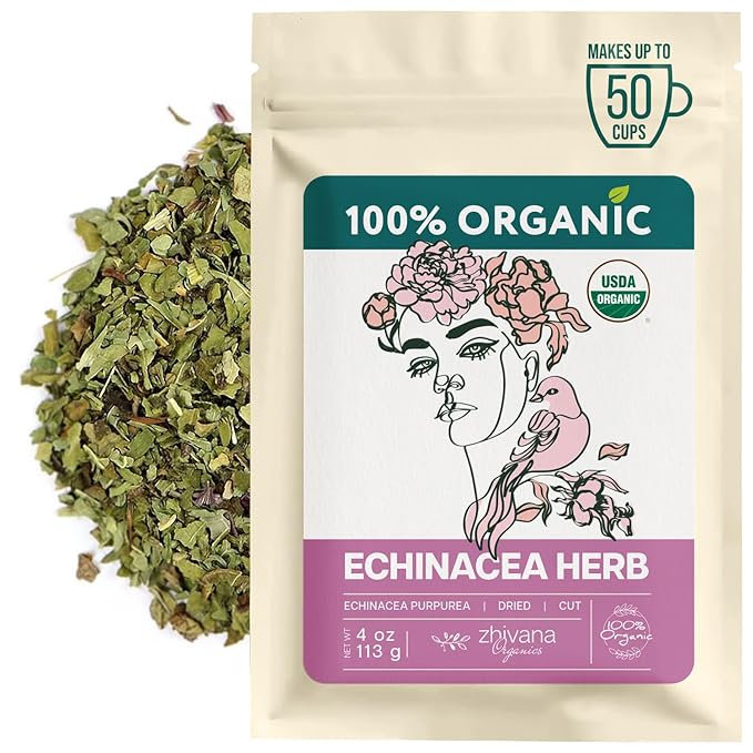 Organic Echinacea Herb (4 oz.) - Equinacea Organica - Echinacea Purpurea Loose Leaf Tea - Immunity, Respiratory System, Digestion - Bloomnest