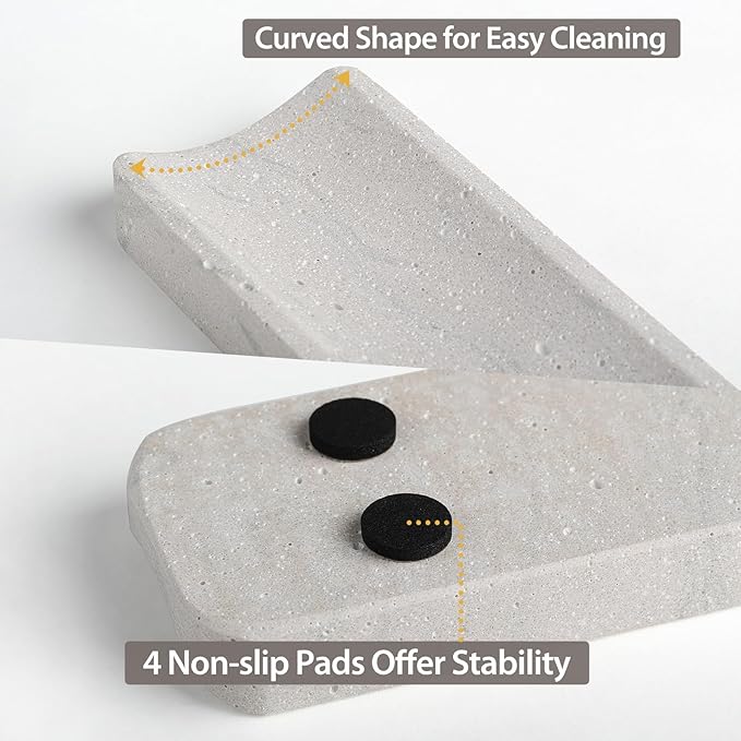 Koville Quarella Engineered Stone Incense Holder, Incense Holders for Sticks, Sturdy Incense Burner Ideal for Meditation and Relaxing, Easy to Clean(Cement Grey) - Bloomnest
