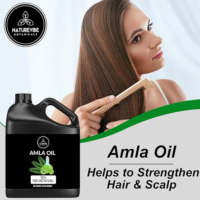 Naturevibe Botanicals Amla Oil 32 Ounces | 100% Pure and Natural | Great for Skin Care and Hair Care - Bloomnest