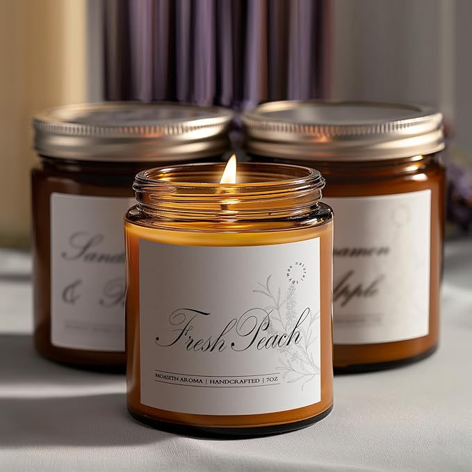 MOASITN Fresh Peach Scented Candles for Home|Sweet Orange,Peach,Floral Scented Soy Candle| Longlasting Aromatherapy Candle Gift for Women,Men for Birthday,Summer,Holiday|7oz - Bloomnest