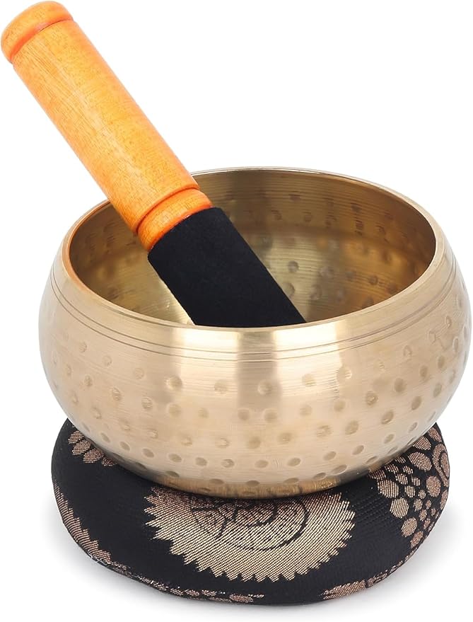 Tibetan Singing Bowl Set for Meditation & Sound Healing – Handmade Himalayan Bowl with Cushion & Mallet – Mindfulness, Yoga, Chakra Healing (4 Inch) Zap+Impex