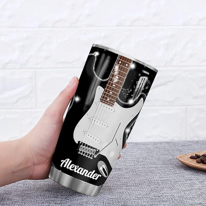 winorax Personalized Guitar Tumbler Electric Guitarist Nutrition Facts Customized Gifts Tumblers Stainless Steel 20Oz 30Oz Insulated Musician Birthday Christmas Gift Travel Cup Coffee Mug (Style 1) - Bloomnest
