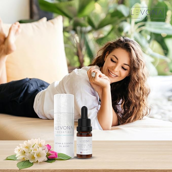Levona Scent Essential Oils for Diffuser: Blissful Aura Diffuser Oil with Notes of Amber, Musk & Jasmine - Home Luxury Scents for Hotel & Office - Fragrance Oil -10Ml Essential Oil LEVONASCENT