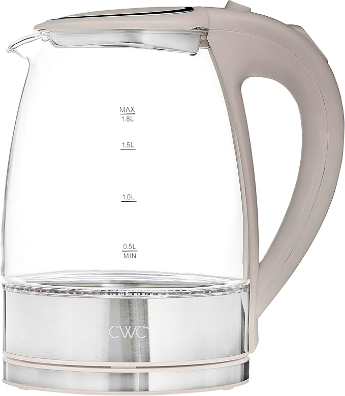 COOK WITH COLOR Electric Tea Kettle, 1.8L Cordless Hot Water Boiler, 1200W Rapid Boil, Auto Shutoff & Boil Dry Protection, BPA-Free, Sleek Countertop Design, Sand - Bloomnest