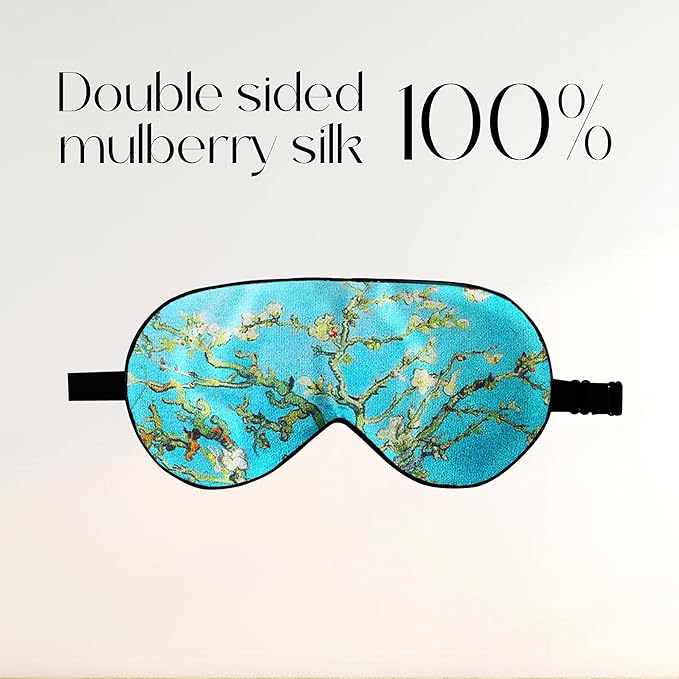 ZIMASILK 100% Natural Silk Sleep Mask Blindfold,Adjustable Super-Smooth Soft Eye Mask for Sleep with Bag(Pattern 5) - Bloomnest