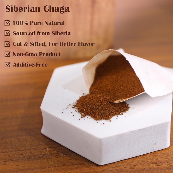 TEARELAE - Chaga Tea - 2g x 40 Count - Wild Harvest from Siberia - 100% Pure Natural Chaga Mushroom Tea Bag - Additive-Free - Non-GMO - Caffeine-free (Pack of 2) - Bloomnest