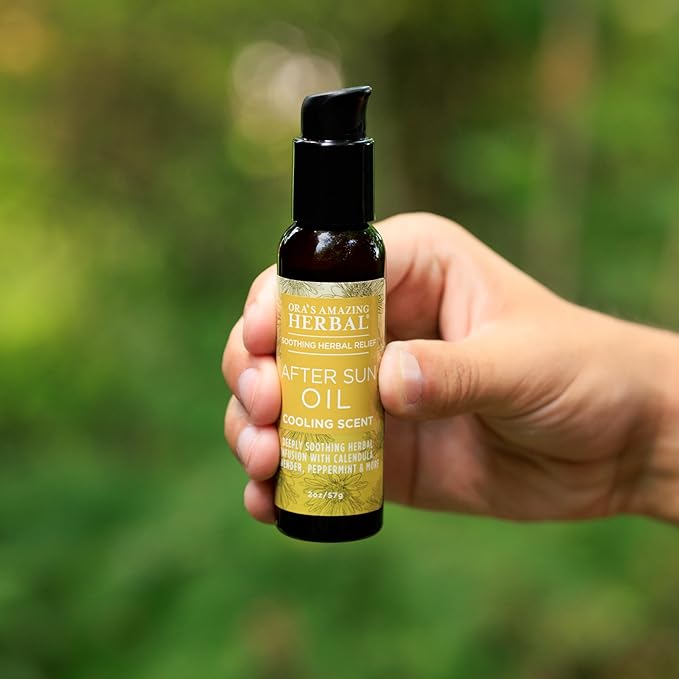 Ora's Amazing Herbal Travel Size After Sun and Shave Oil for Women & Men, Sunburn Relief, Botanical Moisturizer with Nourishing Herbs and Essential oils, Razor Burn, 2 oz with Pump - Bloomnest
