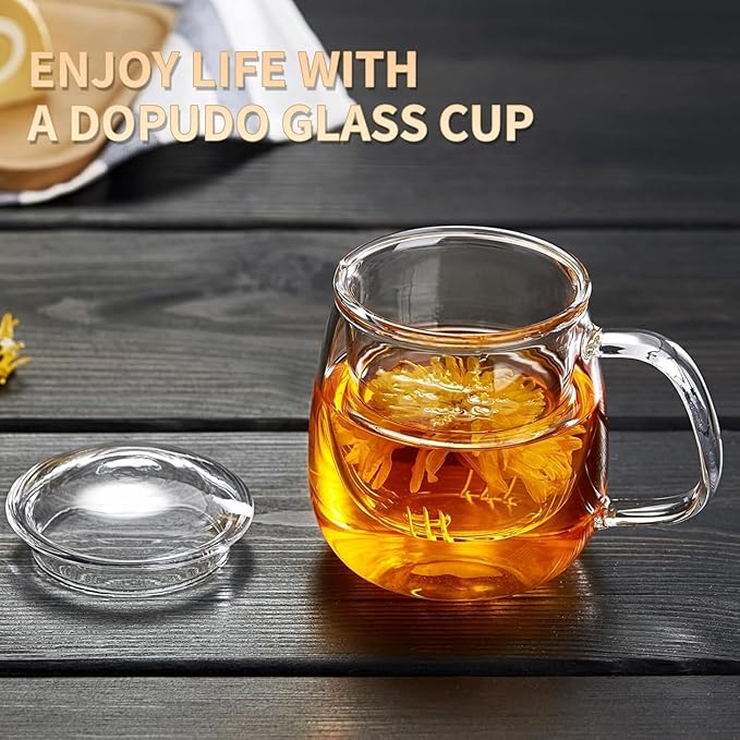 Large Glass Tea Cup, 34 oz Borosilicate Glass Tea Mug with Infuser and Lid, 1000ML Clear Tea Cups for Brewing Scented Tea and Tea Bag - Bloomnest