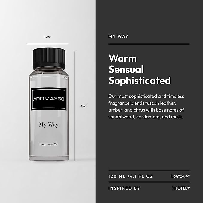 Aroma360 - My Way Fragrance Oil Blend | Hotel Inspired for Luxury Essential Oil Diffusers | Aromatherapy Scent Diffuser Oil | Lush Sandalwood, Warm Cedar, and Delicate Florals. - 120ML - Bloomnest