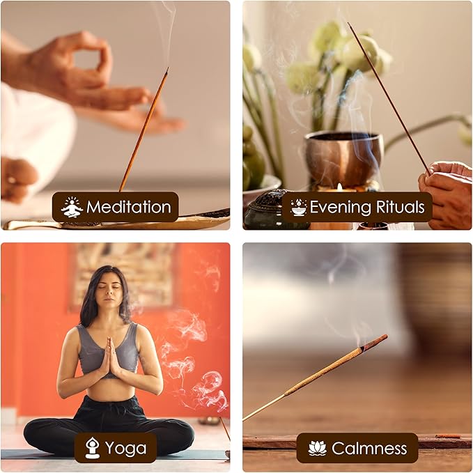 Himalayan Smudge Incense – 6 Fragrant Scents: Palo Santo, Copal, Myrrh, Cinnamon, Opium, Olibanum | 60 Sticks + 6 Dhoop | Masala Blend with Resins, Herbs & Essential Oils | Handcrafted Rushant