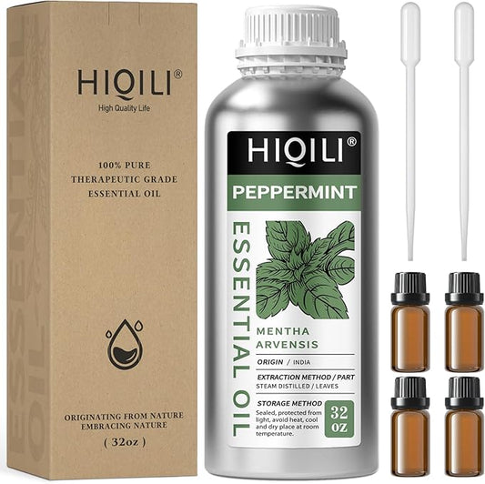 HIQILI Peppermint Essential Oil 32oz 100% Pure Natural Aromatic Oil for Freshening Air, Hair Care, DIY Soap, SPA & Home Use - Bloomnest