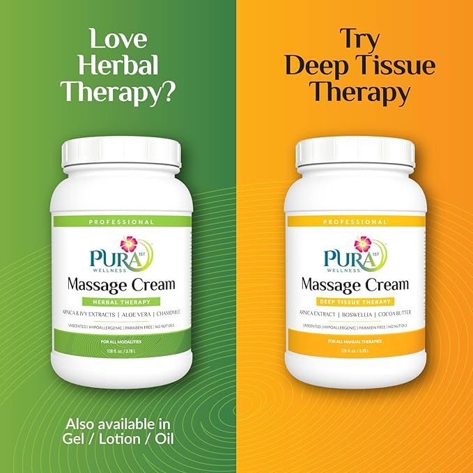 Wellness Professional Herbal Massage Cream, 128oz, Pura Massage Cream for Muscle Relief, Physical Therapy, Professional Deep Tissue Therapy, Massage Deep Tissue - Bloomnest