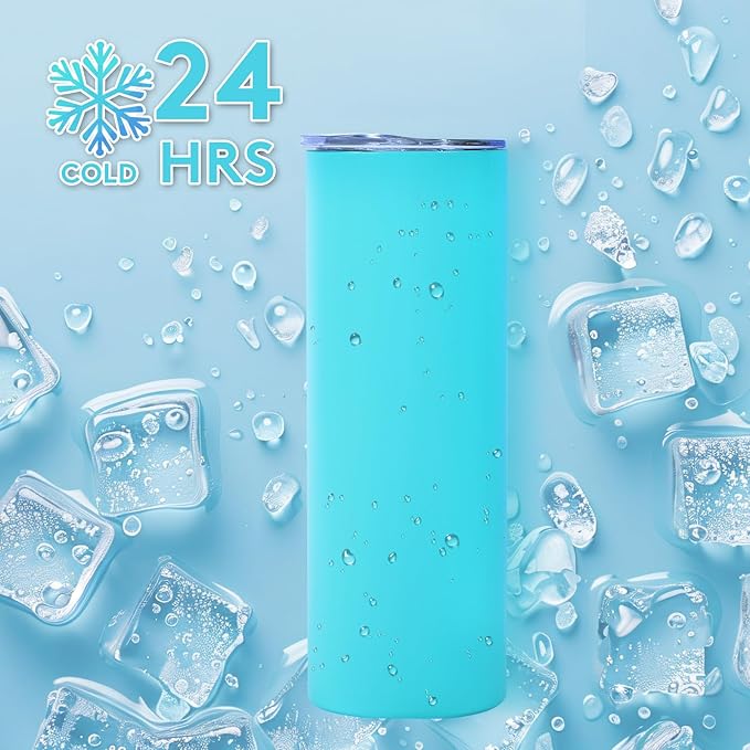 Dongni Skinny Tumbler with Lid 20 oz Stainless Steel Vacuum Insulated Double Wall Travel Coffee Water Tumblers Cup (Black 12pack) - Bloomnest