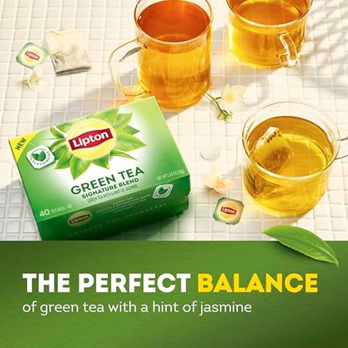 Lipton Signature Blend Green Tea Bags, Unsweetened Teabags for Hot Tea or Iced Tea with Caffeine and Flavonoids, 240 Total Tea Bags (40ct - Pack of 6) - Bloomnest