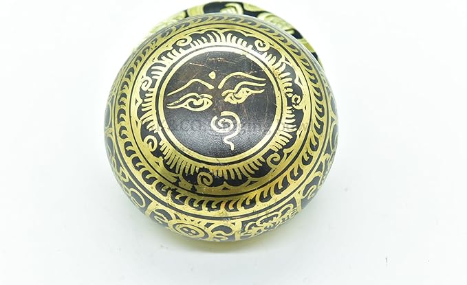 4" Exquisite Tibetan Singing Bowl Set for Meditation ~ Auspicious Eight Lucky Symbols, Buddha Eye - Bloomnest