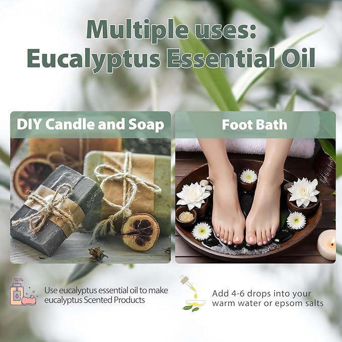 PHATOIL Pure Eucalyptus Essential Oil, 100% Pure Therapeutic Grade Premium Oil for Hair Care, Skin, Aromatherapy 3.38Fl Oz - Bloomnest