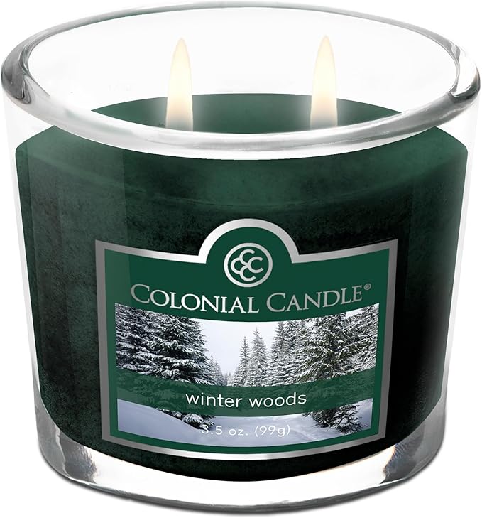 Colonial Candle Winter Woods Scented Jar Candle, 2 Wick, 3.5 oz, Mottled Wax Candle - Bloomnest