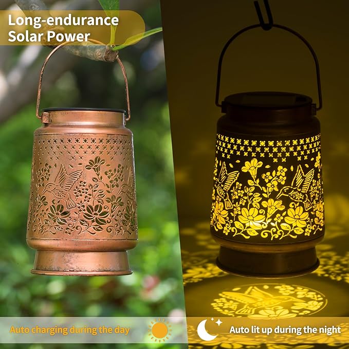 Solar Powered Hummingbird Lantern Lights for Outdoor Garden, Hummingbird Gifts, Mother Gifts, Grandma Gifts, Garden Gifts, Christmas Gifts, Gifts for Women - Bloomnest