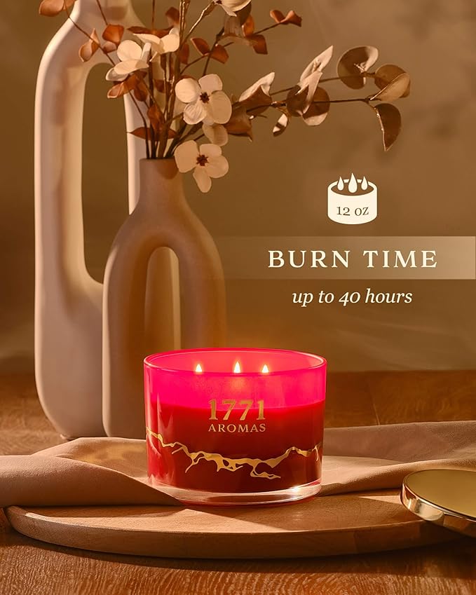 Strawberry Scented Candles - 100% Natural Soy Wax - Large 3 Wick Jar Candle - Up to 50 Hours Burning Time - Candles for Home - Gift-Ready Candle for Men & Women - Aromatherapy Candles - Bloomnest
