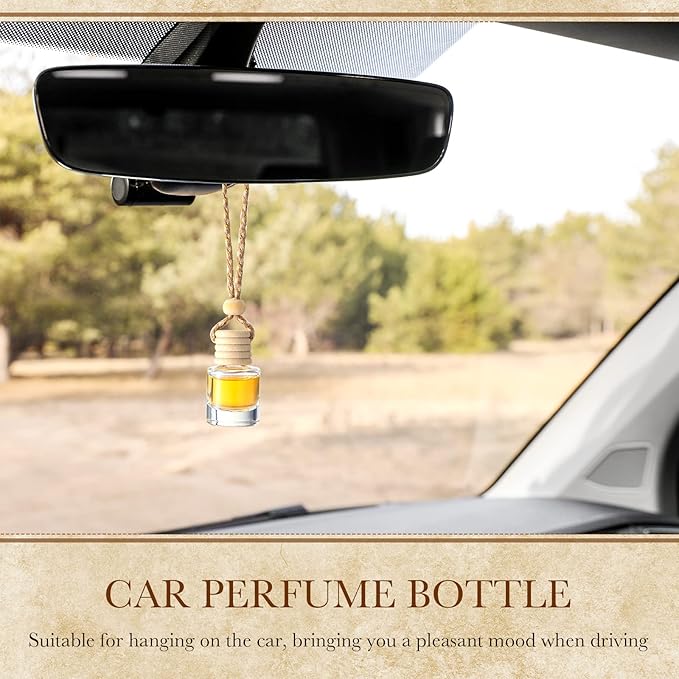 BBTO 50 Pcs Hanging Car Air Freshener Car Diffuser Bottles Empty Glass Perfume Bottle Freshener Diffuser Bottle Pendant for Essential Oil Fragrance Aromatherapy Bottle Ornament (Cylinder) - Bloomnest