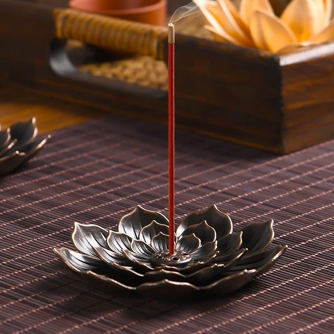 Incense Burner - Lotus Stick Incense Holder 6 Incense Holes with Detachable Ash Catcher 2Pcs
