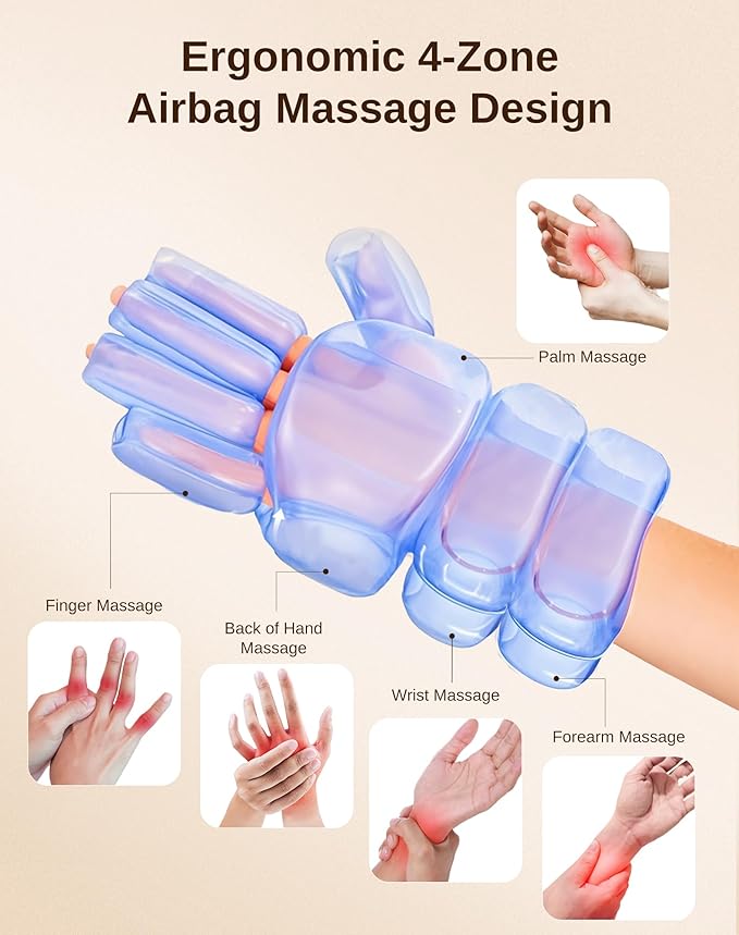 arboleaf Hand Massager with Heat and Compression, Gifts for Women Men Mom Dad, 6 Modes and 3 Heating Options, Cordless & Powerful Hand Massager for Finger, Wrist, Palmand Lower Forearm - Bloomnest