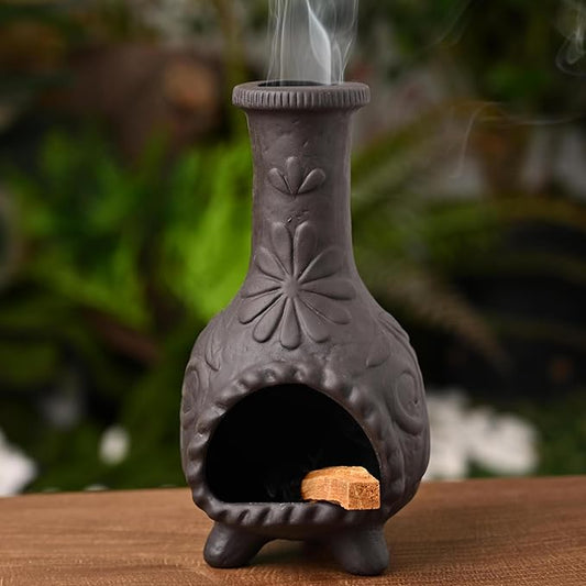 Elegant Handmade Black Palo Santo Holder–Incense Cone & Stick Burner with Smudge Chimney for Sage, Aromatherapy, Yoga, Meditation and Home Decor | Unique Gift for Friends & Family MOUGIGI
