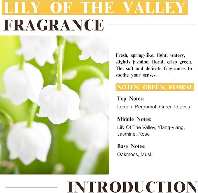 EUQEE 60ML Lily of The Valley Fragrance Oil Premium Essential Oil with Glass Dropper for Diffuser, Soap Candle Making - 2.02 Fl oz - Bloomnest