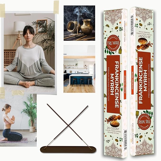 Frankincense and Myrrh Incense Sticks - Total 120 Insence-Sticks - 6 Packs of 20 Insense - Inciensos - Inscents - Natural Non Toxic Ingredients - Incents - Incence - Inscense - Insents TRUMIRI