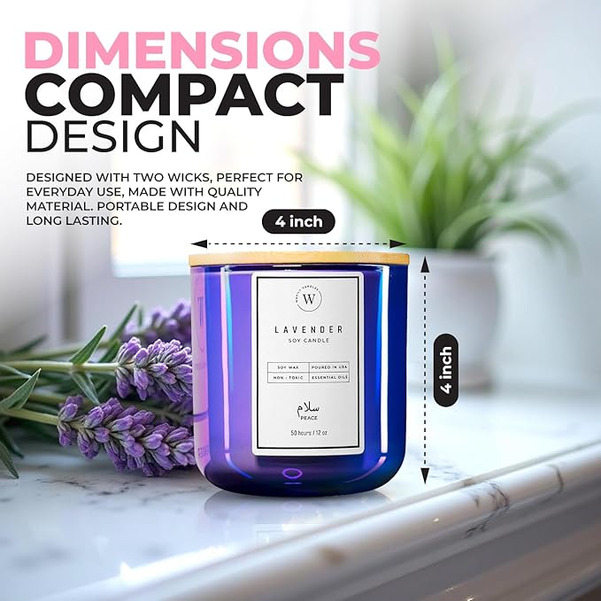 Waxily Lavender Scented Soy Candle | Non-Toxic, Phthalate-Free Essential Oil Candle | Aromatherapy, Luxury Gift, Clean Burning, Sleep Support, Calming Spa, Vegan Home Decor | 12oz - Bloomnest