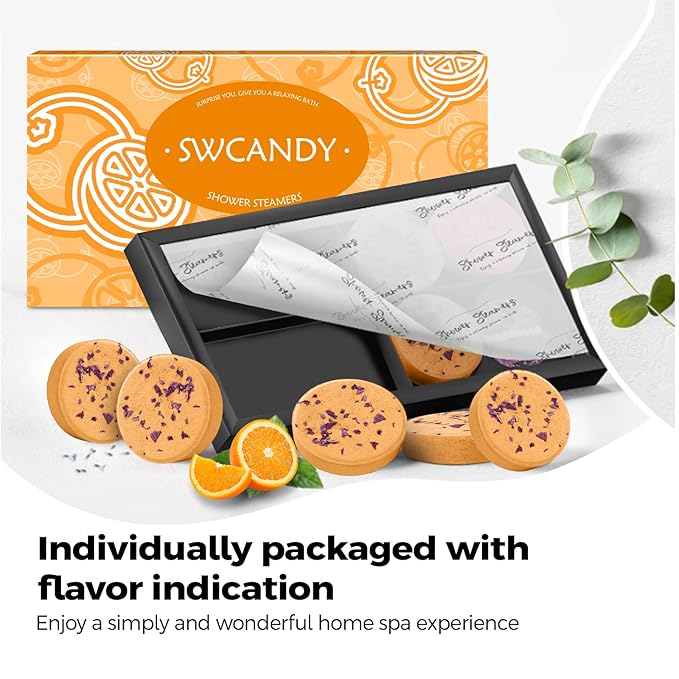 Shower Steamers Aromatherapy Birthday Gifts for Women Travel Essentials, 8 Pcs Orange, Bath Bombs Shower Bombs with Natural Essential Oils, Relaxation Home SPA - Bloomnest