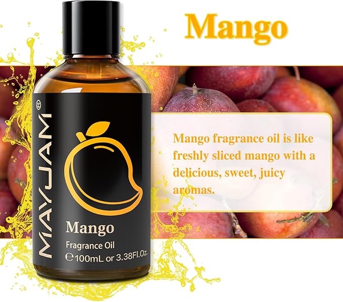 MAYJAM 100ML/3.38FL.OZ Mango Fragrance Oils with Glass Dropper, Essential Oils for Diffusers for Home, Long Lasting Scented Oils for Diffusers Soap Candle Making - Bloomnest