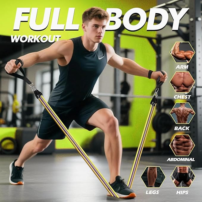 WHATAFIT Resistance Bands, Exercise Bands，Resistance Bands for Working Out, Work Out Bands with Handles for Men and Women Fitness, Strength Training Home Gym Equipment - Bloomnest