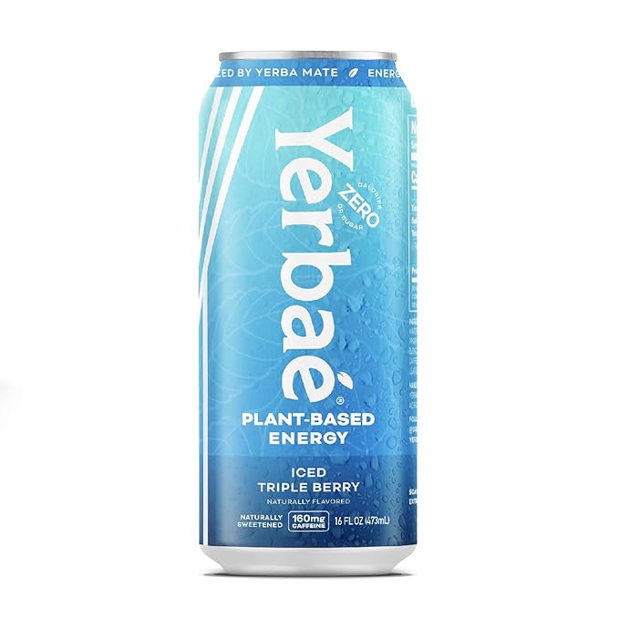 Yerbaé Energy Beverage - Iced Triple Berry, 0 Sugar, 0 Calories, 0 Carbs, Energized by Yerba Mate. Yerbae is a Plant-Based, Healthy Alternative to Sugary Energy Drinks, 16oz cans (12 Pack) - Bloomnest
