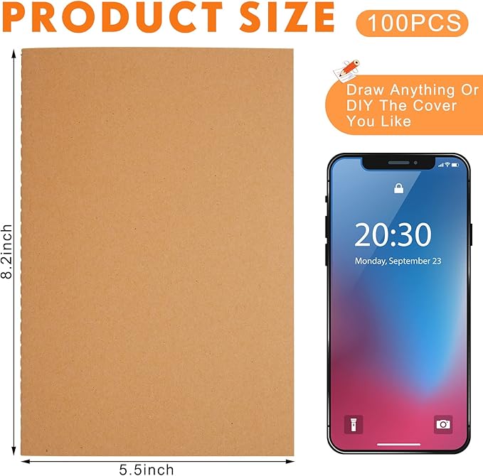 Mimorou 100 Pcs Journals Notebooks Bulk - Kraft Softcover A5 Small Notebooks 5.5 Inch x 8.3 Inch Notepads with 60 Page 30 Sheet for Writing Sketch Travel Office Supplies(Brown,Dot) - Bloomnest